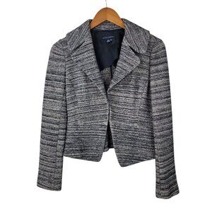 Banana Republic Blazer Jacket Size 6 Casual Career Wool Grey Stripe Moto